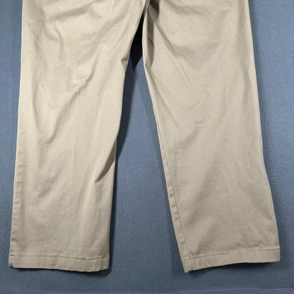 Lands End Mens 38‎ Khaki Traditional Fit Flat Front Chino Pants Pockets